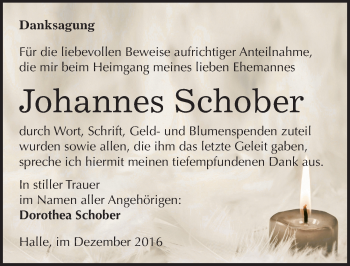 Traueranzeige von Johannes Schober von Mitteldeutsche Zeitung Halle/Saalkreis