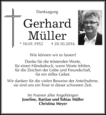 Traueranzeige von Gerhard Müller von Mitteldeutsche Zeitung Dessau-Roßlau