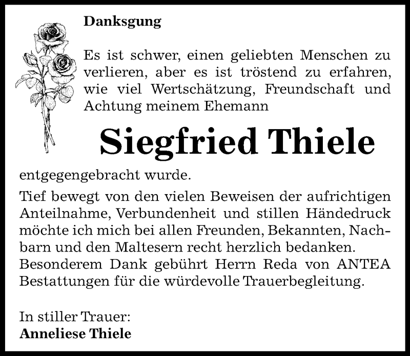  Traueranzeige für Siegfried Thiele vom 03.12.2016 aus Mitteldeutsche Zeitung Dessau-Roßlau