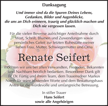Traueranzeige von Renate Seifert von Mitteldeutsche Zeitung Zeitz