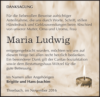 Traueranzeige von Maria Ludwig von Mitteldeutsche Zeitung Zeitz