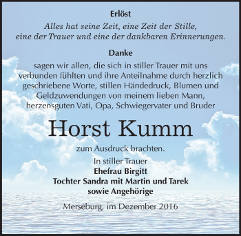 Traueranzeige von Horst Kumm von Mitteldeutsche Zeitung Merseburg/Querfurt