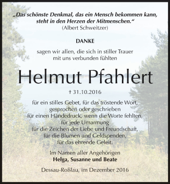 Traueranzeige von Helmut Pfahlert von Mitteldeutsche Zeitung Dessau-Roßlau