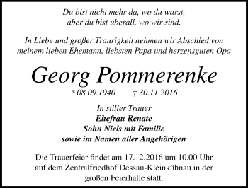 Traueranzeige von Georg Pommerenke von Mitteldeutsche Zeitung Dessau-Roßlau
