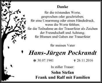 Traueranzeige von Hans-Jürgen Pockrandt von Mitteldeutsche Zeitung Dessau-Roßlau