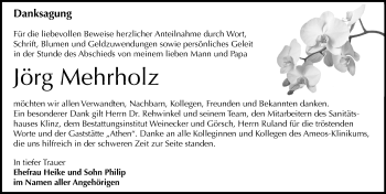 Traueranzeige von Jörg Mehrholz von Mitteldeutsche Zeitung Bernburg