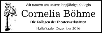Traueranzeige von Cornelia Böhme von Mitteldeutsche Zeitung Halle/Saalkreis