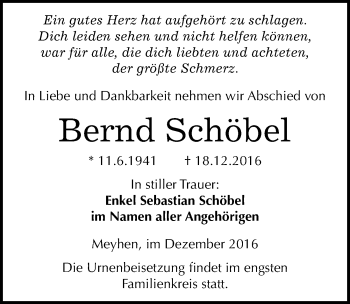 Traueranzeige von Hildegard Schöbel von Mitteldeutsche Zeitung Naumburg/Nebra