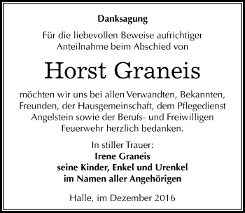 Traueranzeige von Horst Graneis von Mitteldeutsche Zeitung Halle/Saalkreis