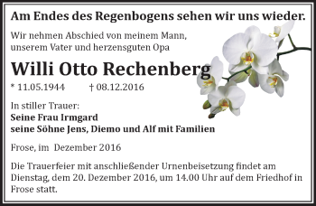 Traueranzeige von Willi Otto Rechenberg von Mitteldeutsche Zeitung Aschersleben