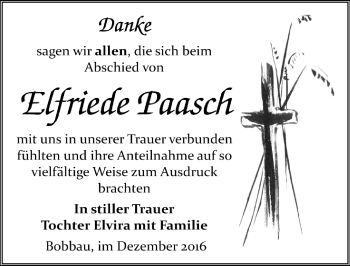 Traueranzeige von Elfriede Paasch von Mitteldeutsche Zeitung Bitterfeld