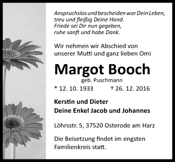 Traueranzeige von Margot Booch von Mitteldeutsche Zeitung Bitterfeld
