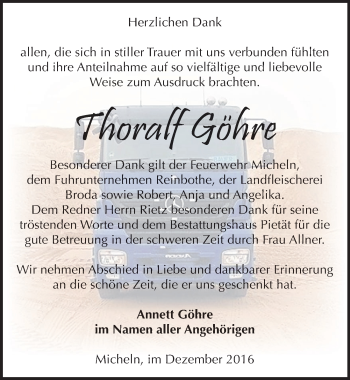 Traueranzeige von Thoralf Göhre von Mitteldeutsche Zeitung Köthen