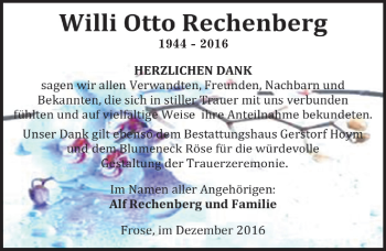 Traueranzeige von Willi Otto Rechenberg von Mitteldeutsche Zeitung Aschersleben