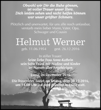 Traueranzeige von Helmut Werner von Mitteldeutsche Zeitung Naumburg/Nebra