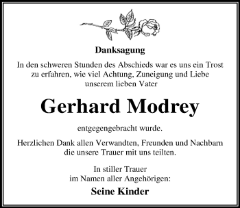 Traueranzeige von Gerhard Modrey von Mitteldeutsche Zeitung Dessau-Roßlau