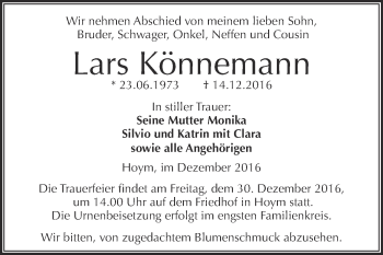 Traueranzeige von Lars Könnemann von Super Sonntag Aschersleben