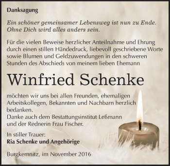 Traueranzeige von Winfried Schenke von Mitteldeutsche Zeitung Bitterfeld