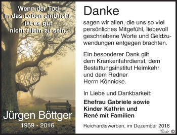 Traueranzeige von Jürgen Böttger von Mitteldeutsche Zeitung Weißenfels
