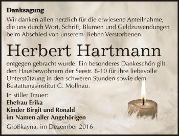 Traueranzeige von Herbert Hartmann von Mitteldeutsche Zeitung Merseburg/Querfurt