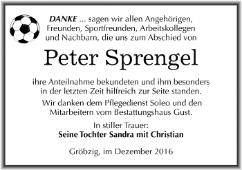 Traueranzeige von Peter Sprengel von Mitteldeutsche Zeitung Köthen