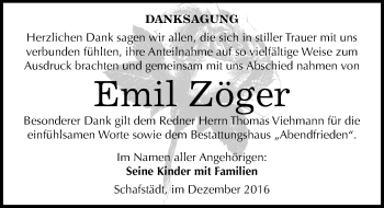 Traueranzeige von Emil Zöger von Mitteldeutsche Zeitung Merseburg/Querfurt