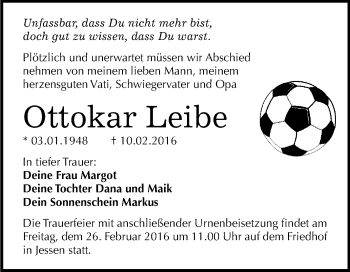 Traueranzeige von Uwe Kästner von Mitteldeutsche Zeitung