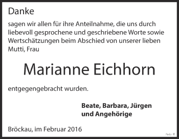 Traueranzeige von Marianne Eichhorn von Super Sonntag Zeitz