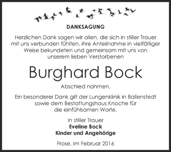 Traueranzeige von Burghard Bock von Super Sonntag Aschersleben