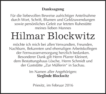 Traueranzeige von Hilmar Blockwitz von WVG - Wochenspiegel Wittenberg