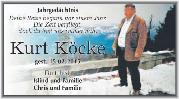 Traueranzeige von Kurt Köcke von WVG - Wochenspiegel Merseburg