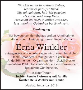 Traueranzeige von Erna Winkler von Mitteldeutsche Zeitung Merseburg/Querfurt