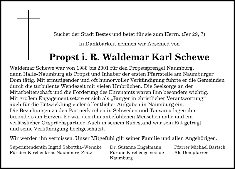  Traueranzeige für Waldemar Karl Schewe vom 10.02.2016 aus Mitteldeutsche Zeitung Naumburg/Nebra