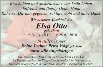 Traueranzeige von Elsa Otto von Mitteldeutsche Zeitung Köthen