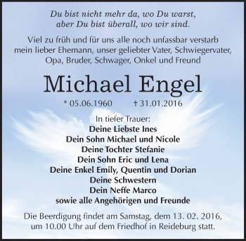 Traueranzeige von Michael Engel von Mitteldeutsche Zeitung Halle/Saalkreis