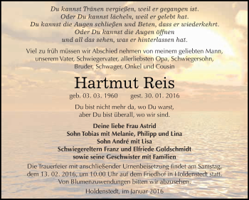 Traueranzeige von Hartmut Reis von Super Sonntag SGH Mansf. Land