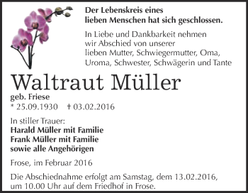 Traueranzeige von Marianne Kaufmann von Mitteldeutsche Zeitung Bitterfeld