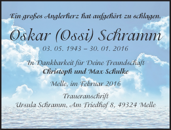 Traueranzeige von Oskar Schramm von Mitteldeutsche Zeitung Halle/Saalkreis