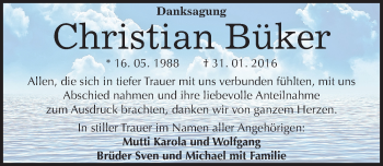 Traueranzeige von Christian Büker von Mitteldeutsche Zeitung Halle/Saalkreis