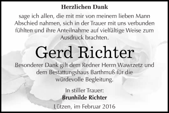 Traueranzeige von Gerd Richter von WVG - Wochenspiegel NMB / WSF / ZTZ