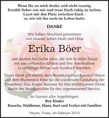 Traueranzeige von Erika Böer von Mitteldeutsche Zeitung Aschersleben