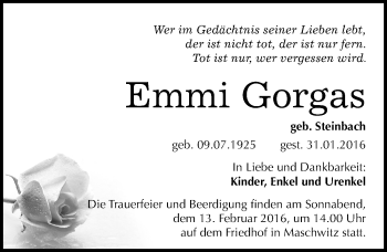 Traueranzeige von Emmi Gorgas von Mitteldeutsche Zeitung Halle/Saalkreis