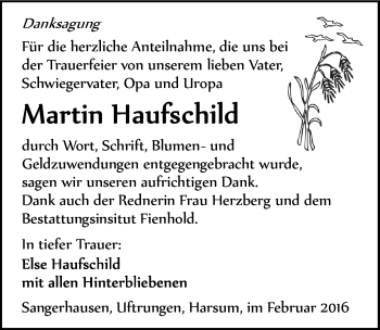 Traueranzeige von Martin Raufschild von Mitteldeutsche Zeitung Sangerhausen