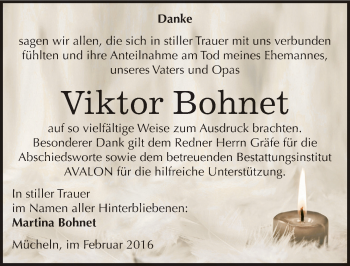 Traueranzeige von Viktor Bohnet von Mitteldeutsche Zeitung Merseburg/Querfurt
