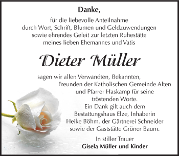 Traueranzeige von Dieter Müller von Mitteldeutsche Zeitung Dessau-Roßlau