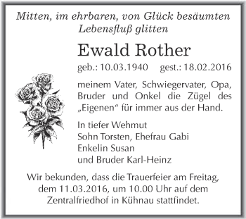 Traueranzeige von Ewald Rother von WVG - Wochenspiegel Dessau / Köthen