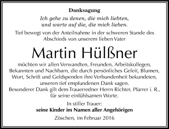 Traueranzeige von Martin Hülßner von Mitteldeutsche Zeitung Merseburg/Querfurt