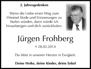 Traueranzeige von Jürgen Frohberg von Mitteldeutsche Zeitung Köthen