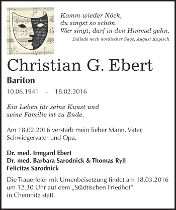 Traueranzeige von Christian Ebert von Mitteldeutsche Zeitung