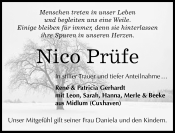 Traueranzeige von Nico Prüfe von Mitteldeutsche Zeitung Weißenfels
